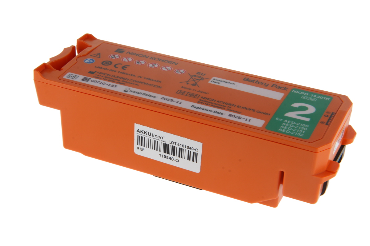 Original Nihon Kohden lithium battery for defibrillator Cardiolife AED2100, from SN 5001