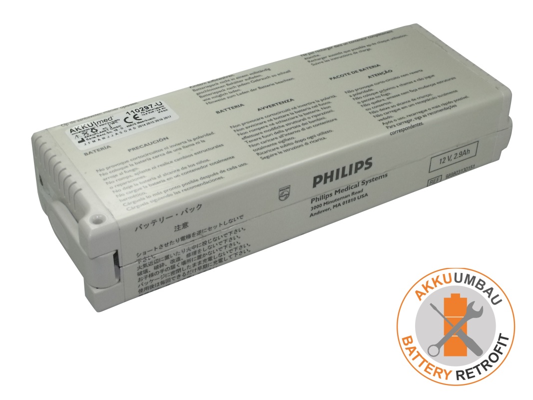 AKKUmed lead-acid battery retrofit suitable for HP, Philips Pagewriter Trim I, Trim II, Trim III
