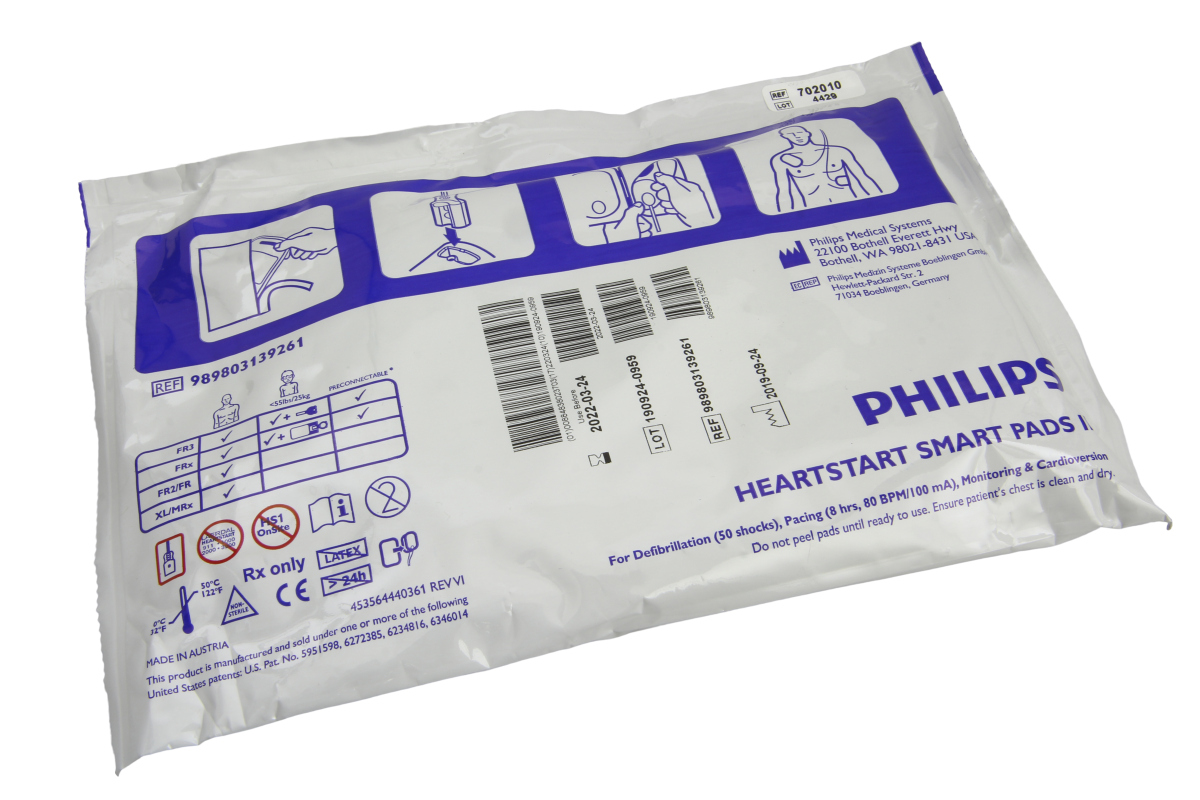 Original Philips Defi Pads for Heartstart Smart Pads II - for FRx type 989803139261- 1 pair
